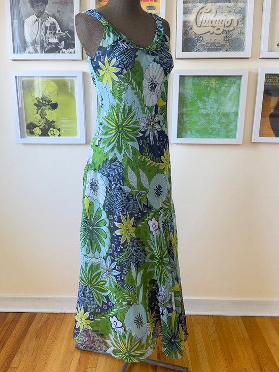 Vintage Dresses & Skirts - Vintage 90s Sheer Floral Maxi Dress | Resortcore Boho Summer